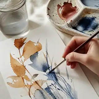 Une main qui peint à l'aquarelle